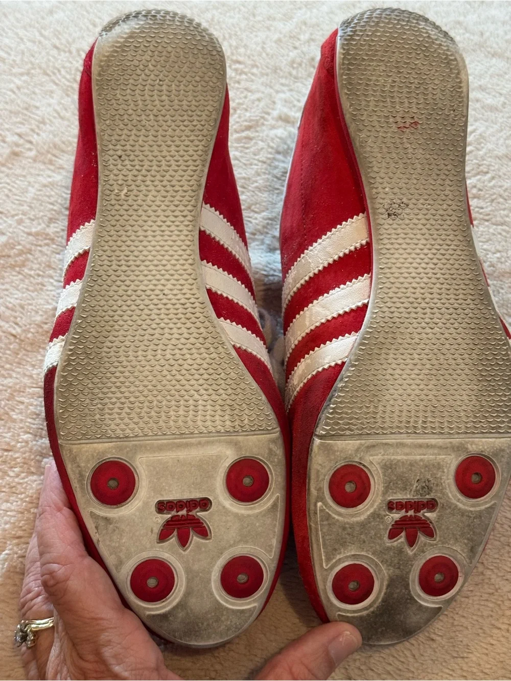 Vintage 2004 Adidas Okapi Red Suede Sneakers Size 6.5 Y2K